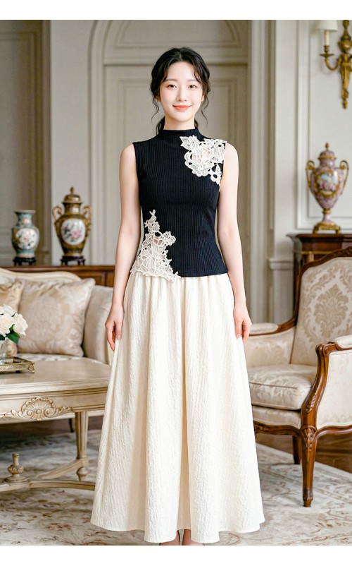 4✮- OZFRY2334 - Midi Dress (Top+Long Skirt)