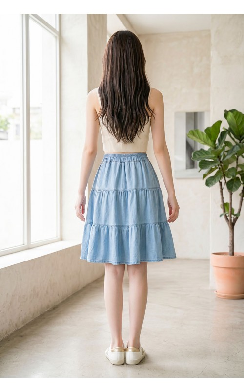 4✮- PBFRY3841 - Denim Knee Skirt