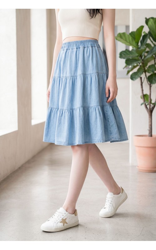 4✮- PBFRY3841 - Denim Knee Skirt
