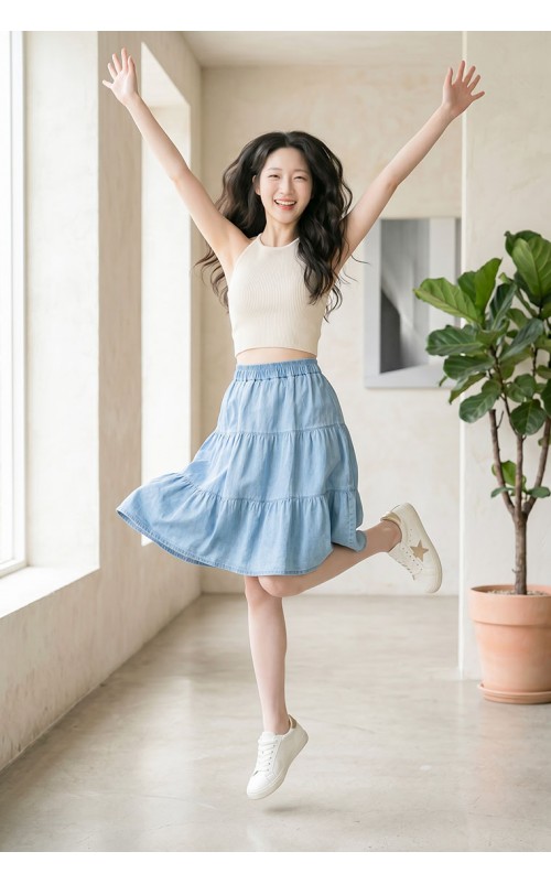 4✮- PBFRY3841 - Denim Knee Skirt