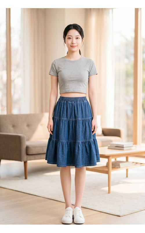 4✮- PBFRY3841 - Denim Knee Skirt