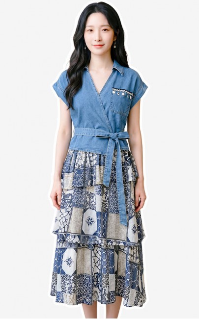 4✮- PDFRY5919 - Denim Midi Dress