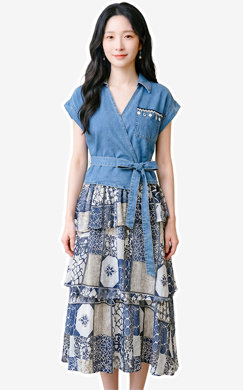 4✮- PDFRY5919 - Denim Midi Dress