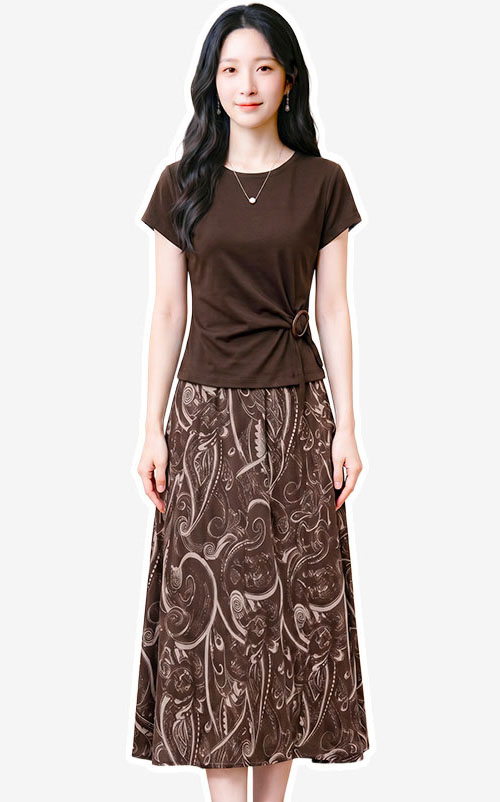 4✮- PDFRY5944 - Midi Dress (Top+Skirt)