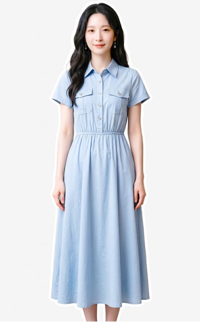 4✮- PDFRY6021 - Denim Midi Dress