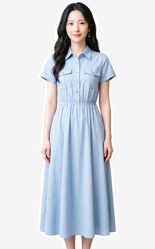 4✮- PDFRY6021 - Denim Midi Dress