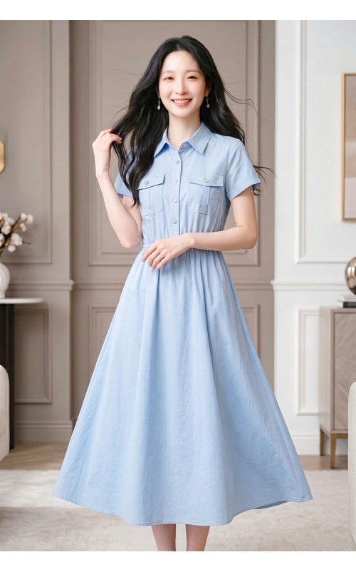 4✮- PDFRY6021 - Denim Midi Dress