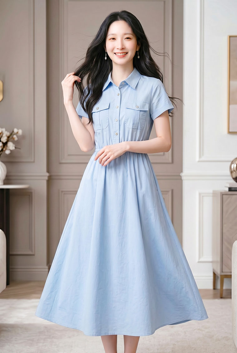 4✮- PDFRY6021 - Denim Midi Dress