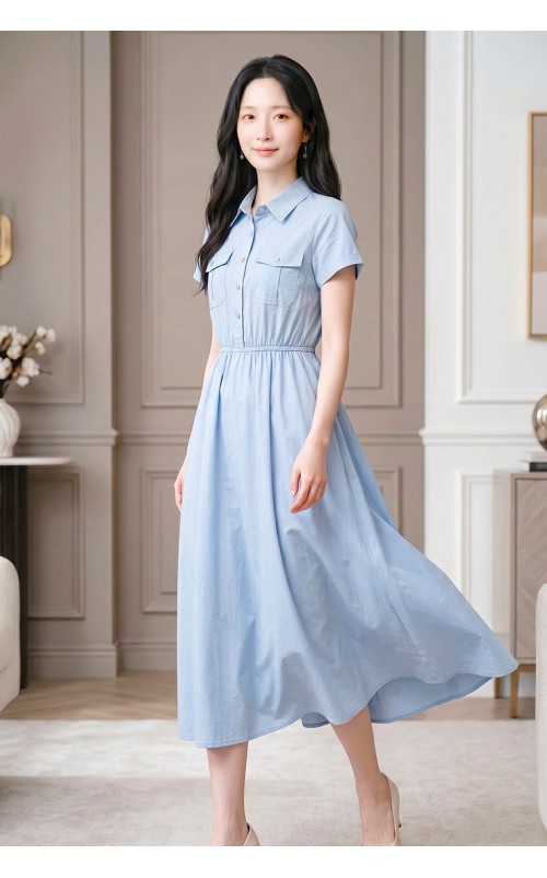 4✮- PDFRY6021 - Denim Midi Dress
