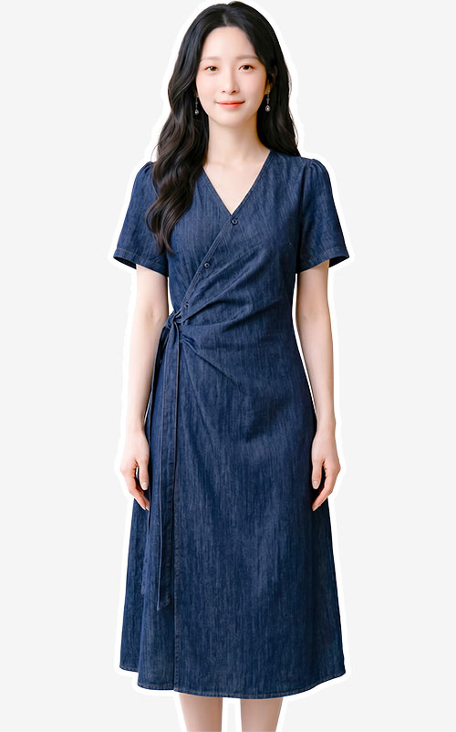 4✮- PDFRY6797 - Denim Midi Dress