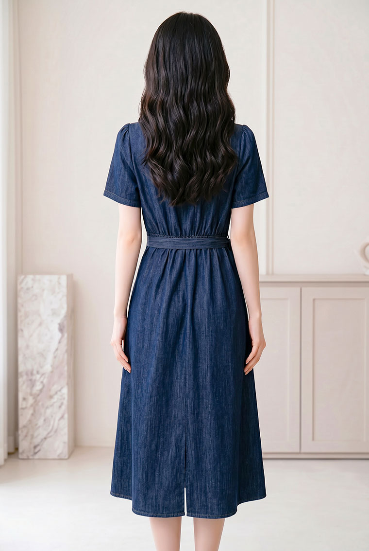 4✮- PDFRY6797 - Denim Midi Dress