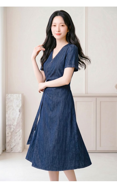 4✮- PDFRY6797 - Denim Midi Dress