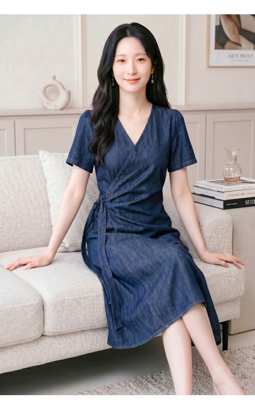 4✮- PDFRY6797 - Denim Midi Dress