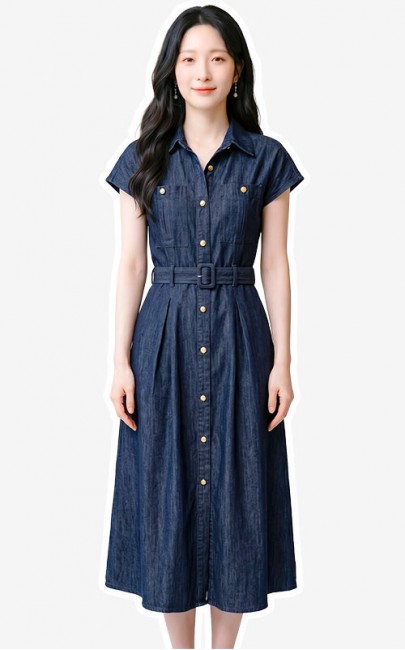 4✮- PDFRY6800 - Denim Midi Dress