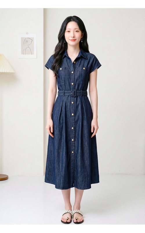 4✮- PDFRY6800 - Denim Midi Dress