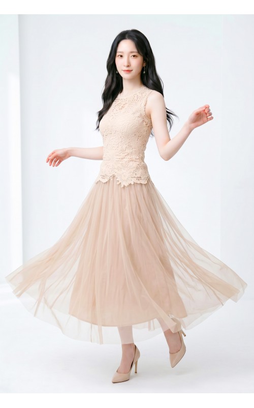 4✮- PDFRY6840 - Maxi Dress (Top+Skirt)