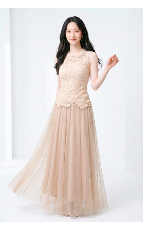 4✮- PDFRY6840 - Maxi Dress (Top+Skirt)