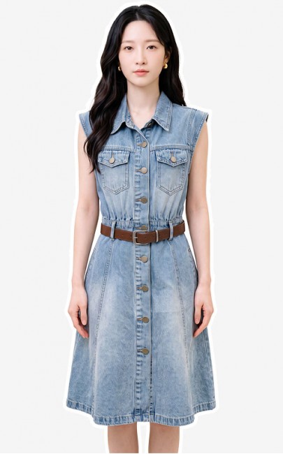 4✮- PEFRY7318 - Denim Knee Dress