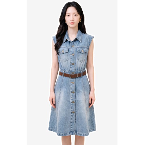 4✮- PEFRY7318 - Denim Knee Dress
