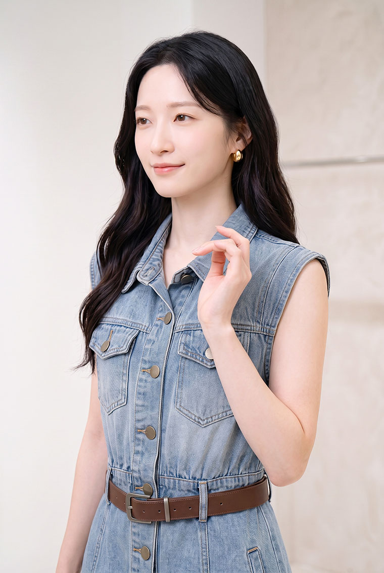 4✮- PEFRY7318 - Denim Knee Dress