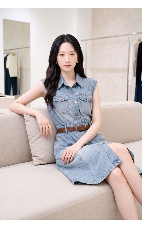 4✮- PEFRY7318 - Denim Knee Dress
