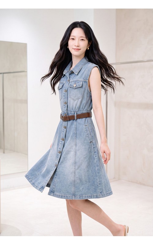 4✮- PEFRY7318 - Denim Knee Dress