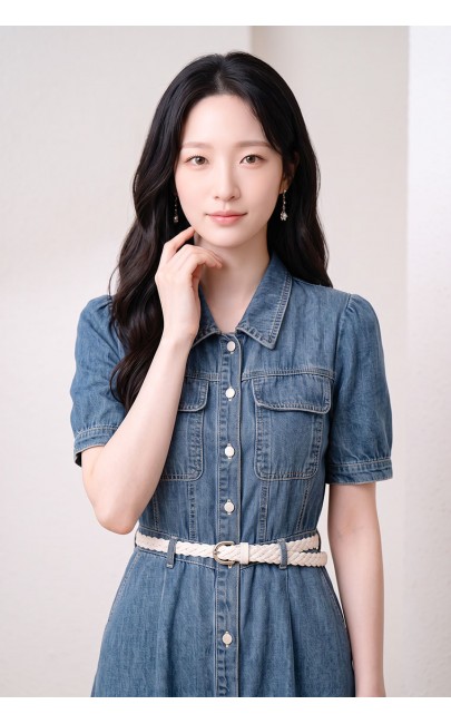 4✮- PEFRY7559 - Denim Midi Dress