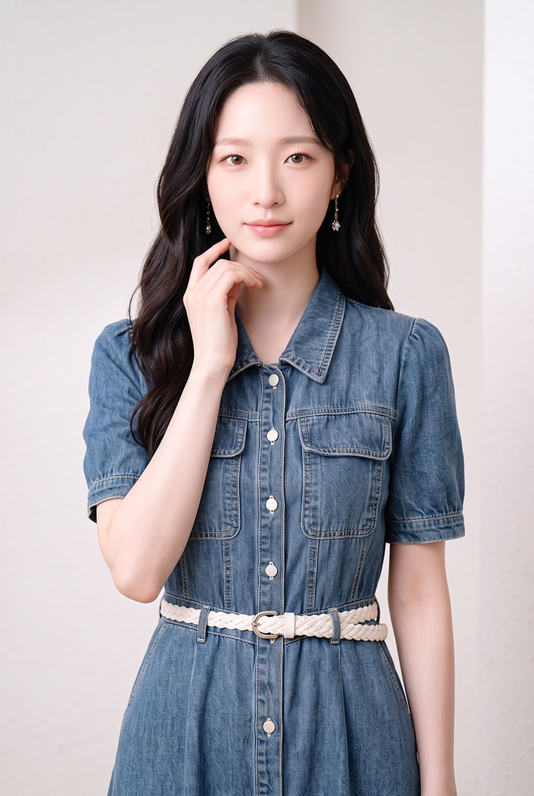 4✮- PEFRY7559 - Denim Midi Dress