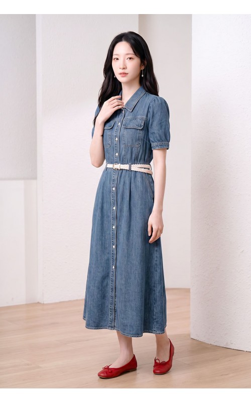 4✮- PEFRY7559 - Denim Midi Dress
