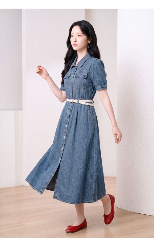 4✮- PEFRY7559 - Denim Midi Dress