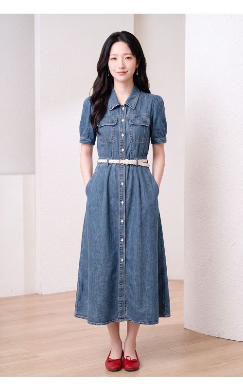 4✮- PEFRY7559 - Denim Midi Dress