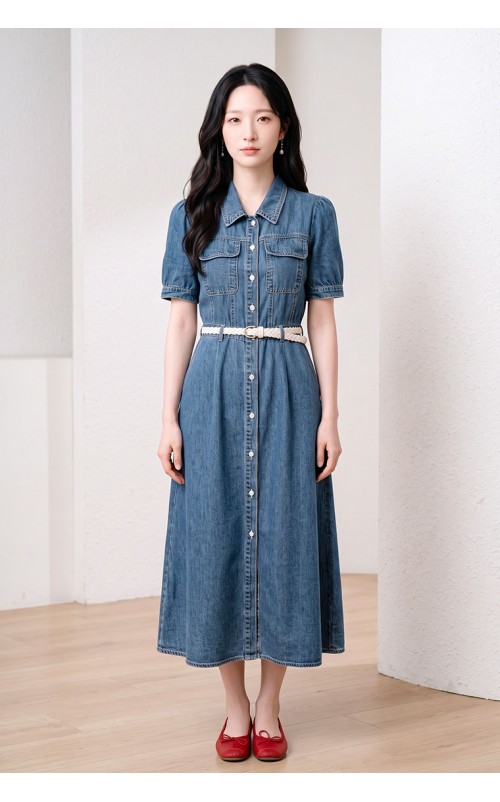 4✮- PEFRY7559 - Denim Midi Dress