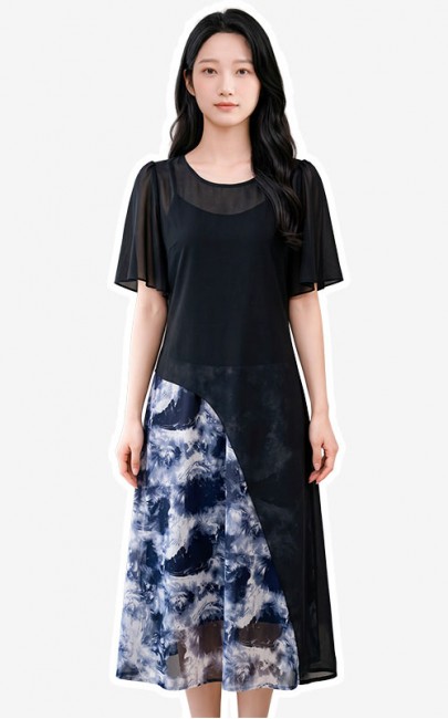 4✮- PFFRY6991 - Midi Dress (Long Top+Dress)