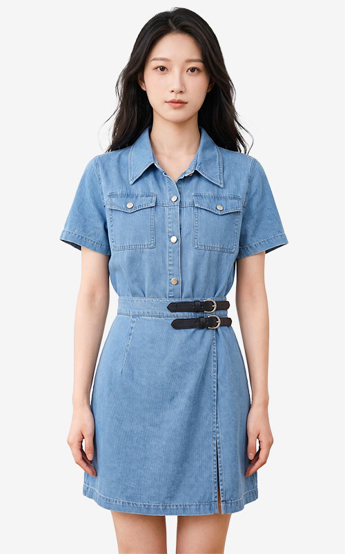 4✮- PFFRY8012 - Denim Mini Dress