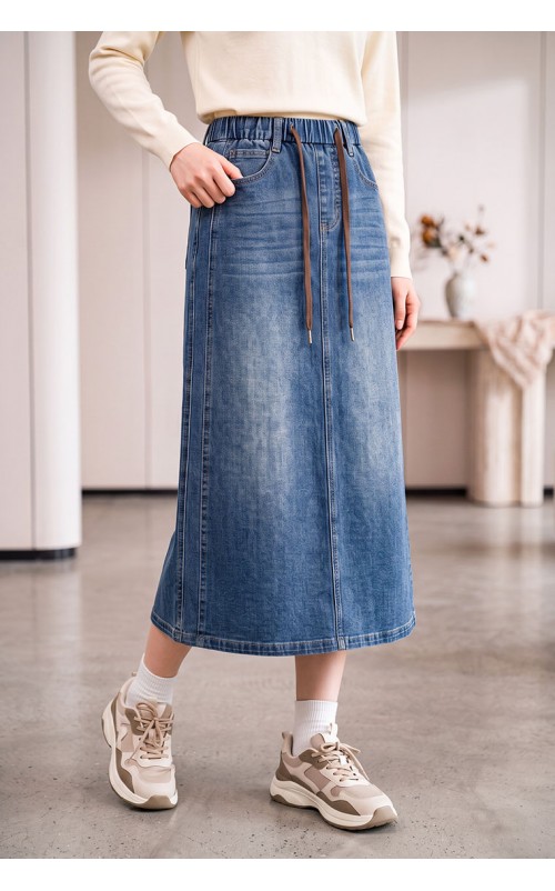 4✮- PFFRY8061 - Denim Midi Skirt