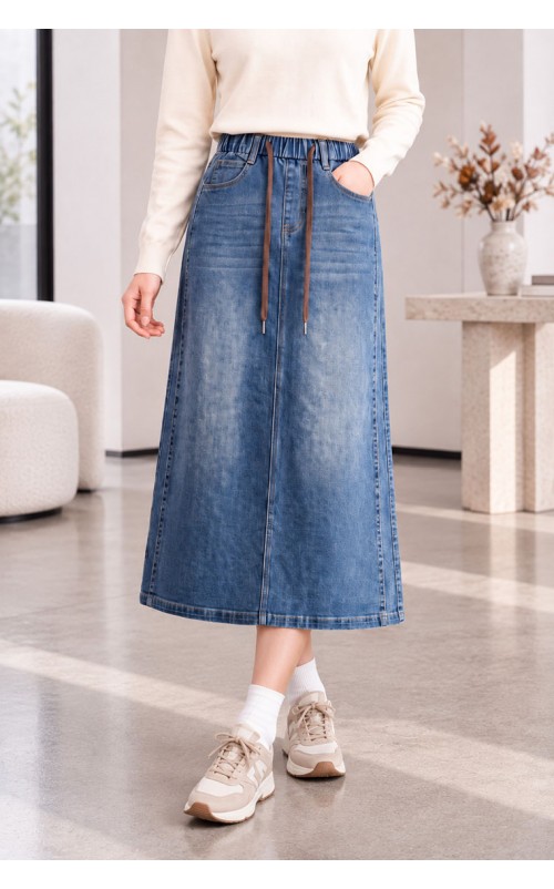 4✮- PFFRY8061 - Denim Midi Skirt