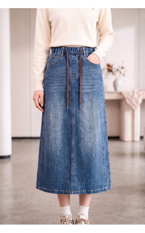 4✮- PFFRY8061 - Denim Midi Skirt