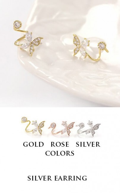 Silver - Butterfly Earring - YJJ073