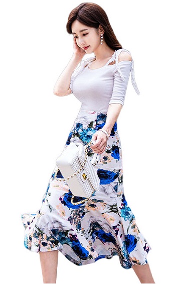 4✮- Mermaid Midi Dress (Top+Skirt) - IKFS23441