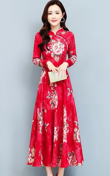 4✮- Midi Dress (Cheongsam) - ISFS33164