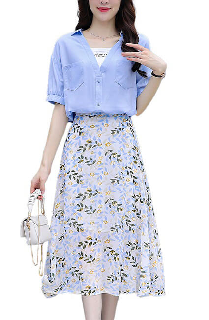4✮- Knee Dress (Top+Skirt) - KMFRS29601