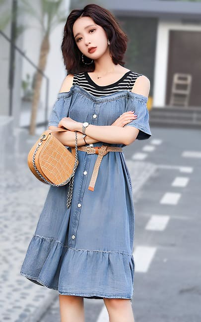 4✮- Denim Knee Dress - LJFM8847