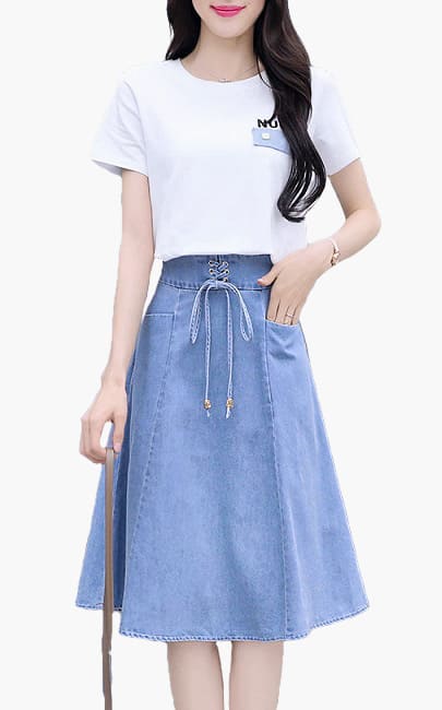 4✮- Knee Dress (Top+Denim Skirt) - MCFMY3382