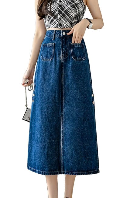 4✮- Denim Knee Skirt - MDFM25119