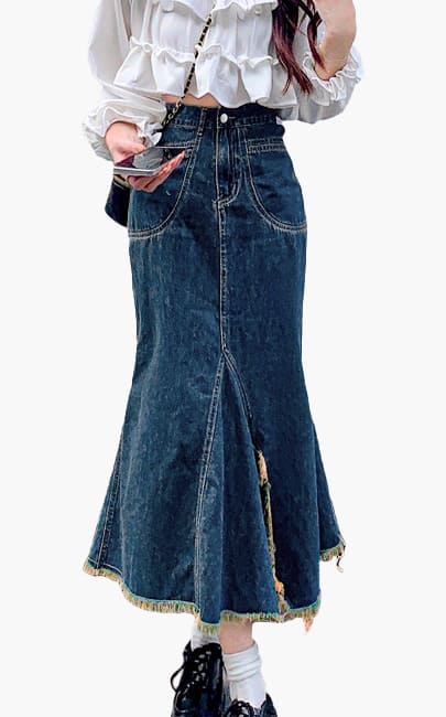 4✮- Denim Mermaid Knee Skirt - MPFRM2040