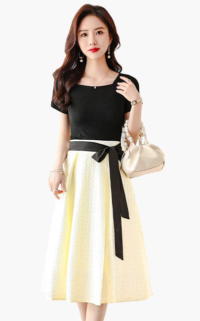 4✮- MWFRM7428 - Knee Dress (Top+Skirt)