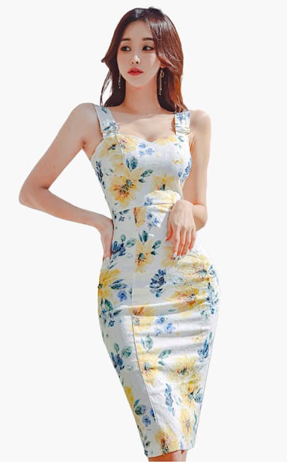 4✮- NDFRM19778 - Bodycon Strap Dress (Small Cut)