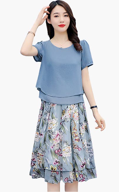 4✮- NFFRM17826 / RY2968 - Knee Dress (Top+Skirt)(Small Cut)
