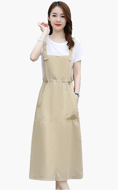 4✮- NHFRY1797 - Midi Dress (Top+Pinafore)