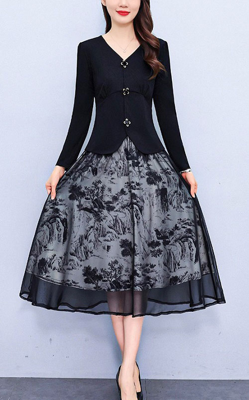 4✮- OAFPF26537 - Midi Dress (Top+Skirt)(Small Cut)